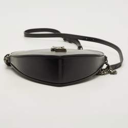 Pre Owned Saint Laurent Heart Black Leather Chain Crossbody Bag