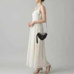 Pre Owned Saint Laurent Heart Black Leather Chain Crossbody Bag