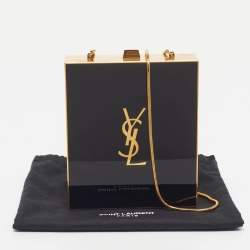 Pre Owned حقيبة كلتش سان لوران بلاك بلاك بليكسي جلاس توكسيدو