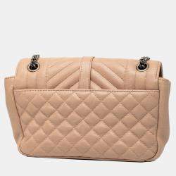 Pre Owned حقيبة كلية مونوغرام تريكويلت جلد شاة بني متوسط سان لوران باريس