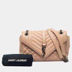 Pre Owned حقيبة كلية مونوغرام تريكويلت جلد شاة بني متوسط سان لوران باريس