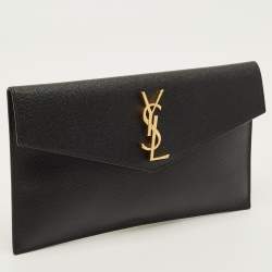 Pre Owned Saint Laurent Uptown Black Leather Pouch