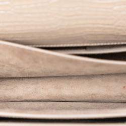 Pre Owned Saint Laurent Paris Brown Medium Croc Embossed Leather Monogram Sunset Crossbody