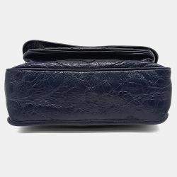 Pre Owned Saint Laurent Paris Navy Blue Leather Niki Monogram Shoulder Bag