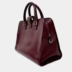 مملوكة مسبقًا حقيبة سان لوران باريس كاباس مونوغرام جلد بورغندي صغيرة