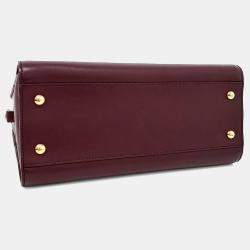 مملوكة مسبقًا حقيبة سان لوران باريس كاباس مونوغرام جلد بورغندي صغيرة