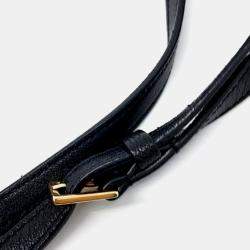 Pre Owned Saint Laurent Paris Black Leather and Raffia Lou Camera Bag