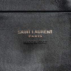 Pre Owned Saint Laurent Paris Black Canvas Metallic Tiger Print Monogram Lou Camera Bag