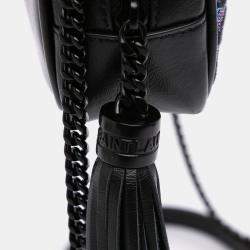 Pre Owned Saint Laurent Paris Black Canvas Metallic Tiger Print Monogram Lou Camera Bag