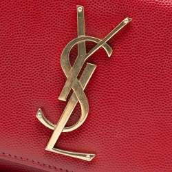 Pre Owned Saint Laurent Paris Red Small Leather Monogram Kate Crossbody