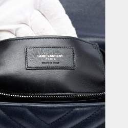 Pre Owned حقيبة سان لوران باريس كوليدج شيبسكين شيفرون زرقاء كبيرة منقوشة بالعلامة التجارية