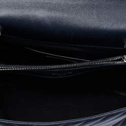 Pre Owned حقيبة سان لوران باريس كوليدج شيبسكين شيفرون زرقاء كبيرة منقوشة بالعلامة التجارية