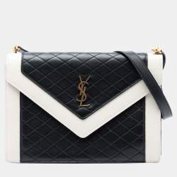 مملوكة مسبقًا Saint Laurent Paris Black White Bicolor Quilted Lambskin Gaby Crossbody