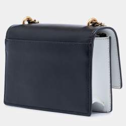 Pre Owned Saint Laurent Paris Black White Mini Bicolor Calfskin Monogram Sunset Wallet on Chain