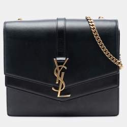 مملوكة مسبقًا Saint Laurent Paris Black Medium Leather Monogram Sulpice Crossbody