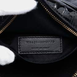 Pre Owned Saint Laurent Paris Black Croc Embossed Patent Round Vinyle Camera Bag