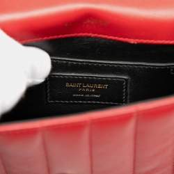 مملوكة مسبقًا Saint Laurent Paris Red Small Lambskin Monogram Vicky Chain Bag
