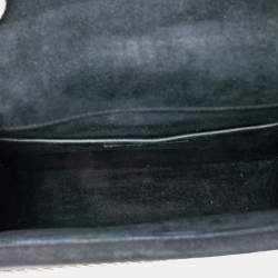Pre Owned Saint Laurent Paris Black Medium Studded Suede Monogram Sulpice Crossbody