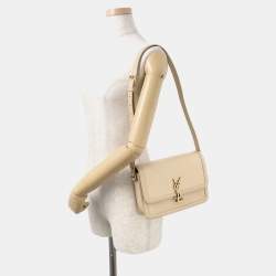 Pre Owned Saint Laurent Solferino Beige Leather Shoulder Bag
