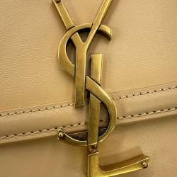 Pre Owned Saint Laurent Solferino Beige Leather Shoulder Bag