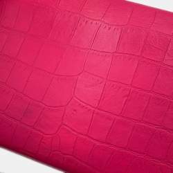 Pre Owned حقيبة سان لوران باريس كيت بشرّابة على سلسلة وردية جلد كروكو منقوش