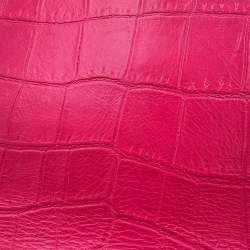 Pre Owned حقيبة سان لوران باريس كيت بشرّابة على سلسلة وردية جلد كروكو منقوش