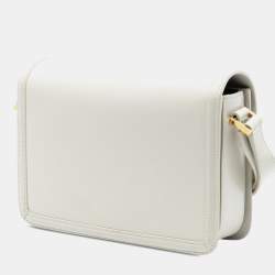 Pre Owned Saint Laurent Paris White Medium Smooth Calfskin Solferino Satchel In Box