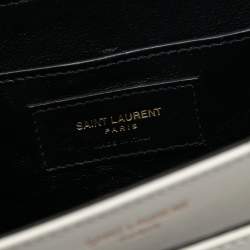 Pre Owned Saint Laurent Paris White Medium Smooth Calfskin Solferino Satchel In Box