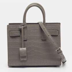 مملوكة مسبقًا حقيبة يد سان لوران نانو ساك دي جور كلاسيك جلد منقوش بشكل تمساح