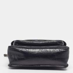 Pre Owned حقيبة كتف سان لوران نايكي وسط جلد ماتيلاليه مجعد أسود