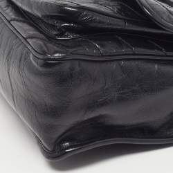 Pre Owned حقيبة كتف سان لوران نايكي وسط جلد ماتيلاليه مجعد أسود