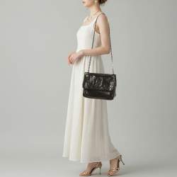 Pre Owned حقيبة كتف سان لوران نايكي وسط جلد ماتيلاليه مجعد أسود