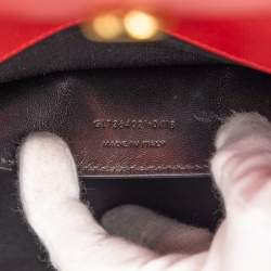 Pre Owned Saint Laurent Paris Red Medium Grain De Poudre Monogram Kate Crossbody