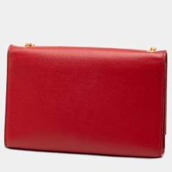 Pre Owned Saint Laurent Paris Red Medium Grain De Poudre Monogram Kate Crossbody