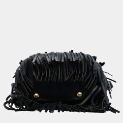 Pre Owned حقيبة سان لوران باريس سوداء جلد العجل بُوكيه فراينج صغيرة إيمانويل