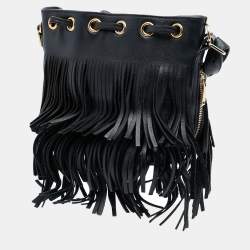 Pre Owned حقيبة سان لوران باريس سوداء جلد العجل بُوكيه فراينج صغيرة إيمانويل