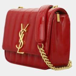 Pre Owned Saint Laurent Paris Red Patent Vicky Bag