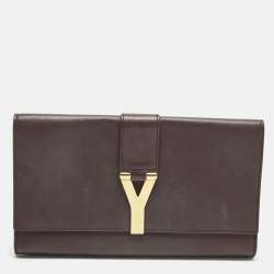 مملوكة مسبقًا حقيبة كلتش ساينت لوران ليين واي جلد عنابي