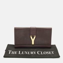 مملوكة مسبقًا حقيبة كلتش ساينت لوران ليين واي جلد عنابي