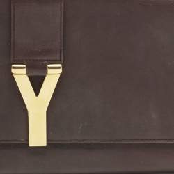 مملوكة مسبقًا حقيبة كلتش ساينت لوران ليين واي جلد عنابي