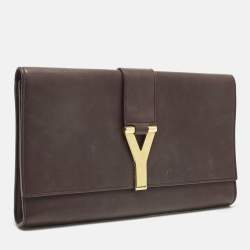 مملوكة مسبقًا حقيبة كلتش ساينت لوران ليين واي جلد عنابي