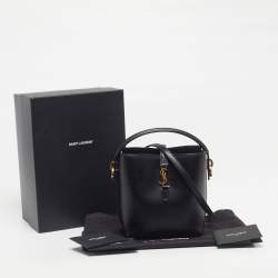 Pre Owned Saint Laurent Le 37 Mini Black Leather Bucket Bag