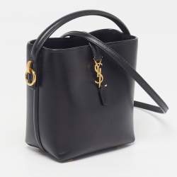 Pre Owned Saint Laurent Le 37 Mini Black Leather Bucket Bag