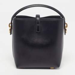 Pre Owned Saint Laurent Le 37 Mini Black Leather Bucket Bag
