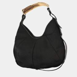 Pre Owned Saint Laurent Mombasa Medium Black Nylon Hobo Bag