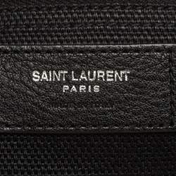 Pre Owned Saint Laurent Rive Gauche Large Beige Canvas Leather Tote