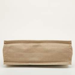 مملوكة مسبقًا Saint Laurent Rive Gauche Large Beige/Ivory Canvas and Leather Tote