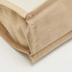 مملوكة مسبقًا Saint Laurent Rive Gauche Large Beige/Ivory Canvas and Leather Tote