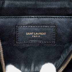 Pre Owned Saint Laurent Paris Black Grain de Poudre Quilted 80s Vanity Bag