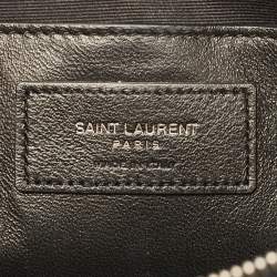 مملوكة مسبقًا Saint Laurent Heart Tassel Black Croc Embossed Patent Leather Clutch